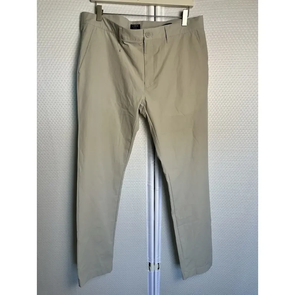 J. Crew Flex Slim Mens Casual Pants Flat Front Stretch Khaki Size 35